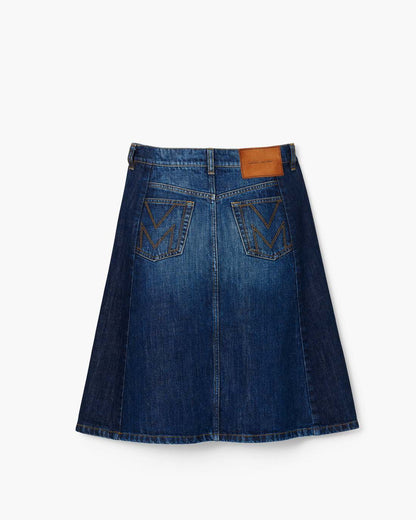 Marc Jacobs Signature - Two Tone Shadow Denim Skirt Dark Slub Indigo