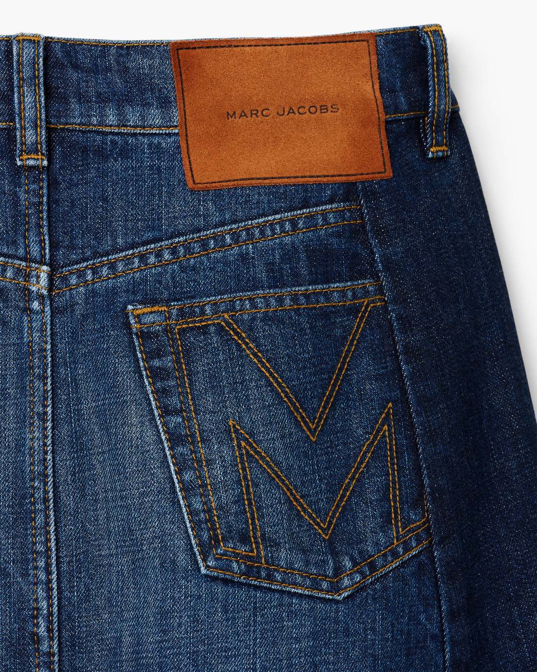 Marc Jacobs Signature - Two Tone Shadow Denim Skirt Dark Slub Indigo