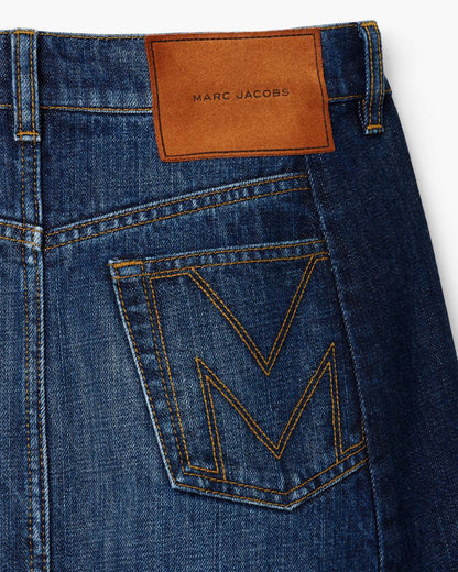 Marc Jacobs Signature - Two Tone Shadow Denim Skirt Dark Slub Indigo