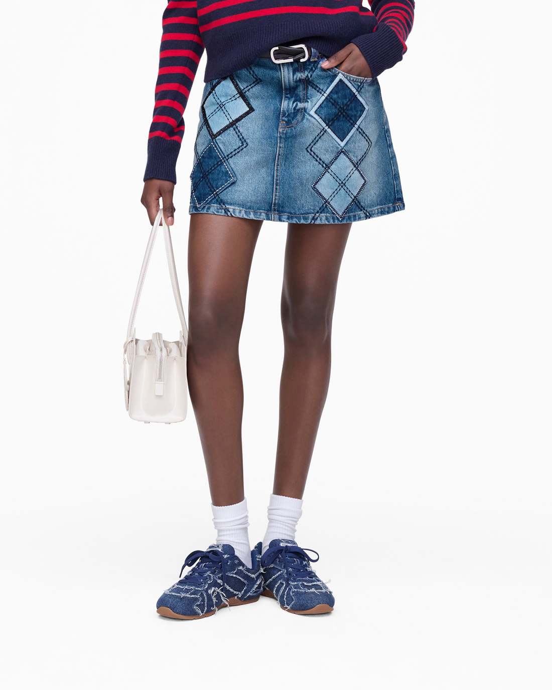 Marc Jacobs Customer Favorite - Argyle Patchwork Mini Skirt Bright Indigo