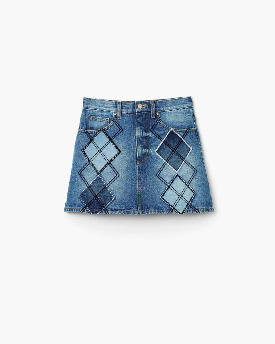Marc Jacobs Customer Favorite - Argyle Patchwork Mini Skirt Bright Indigo
