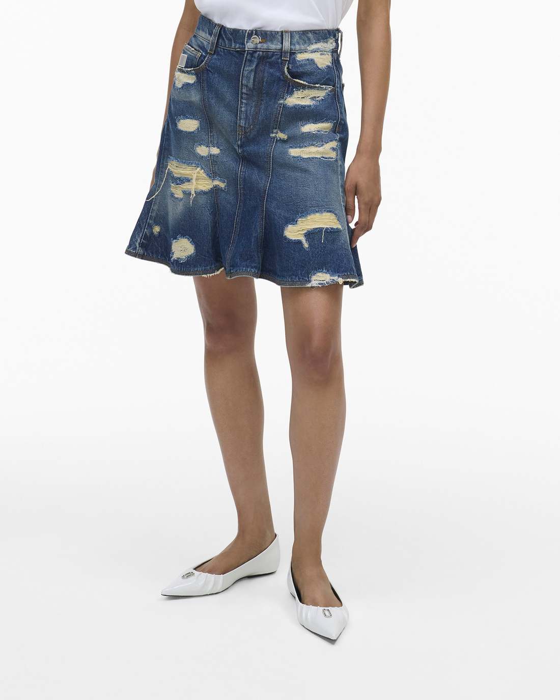 Marc Jacobs Special Offer - The Rip And Repair Fluted Mini Skirt Punk Indigo