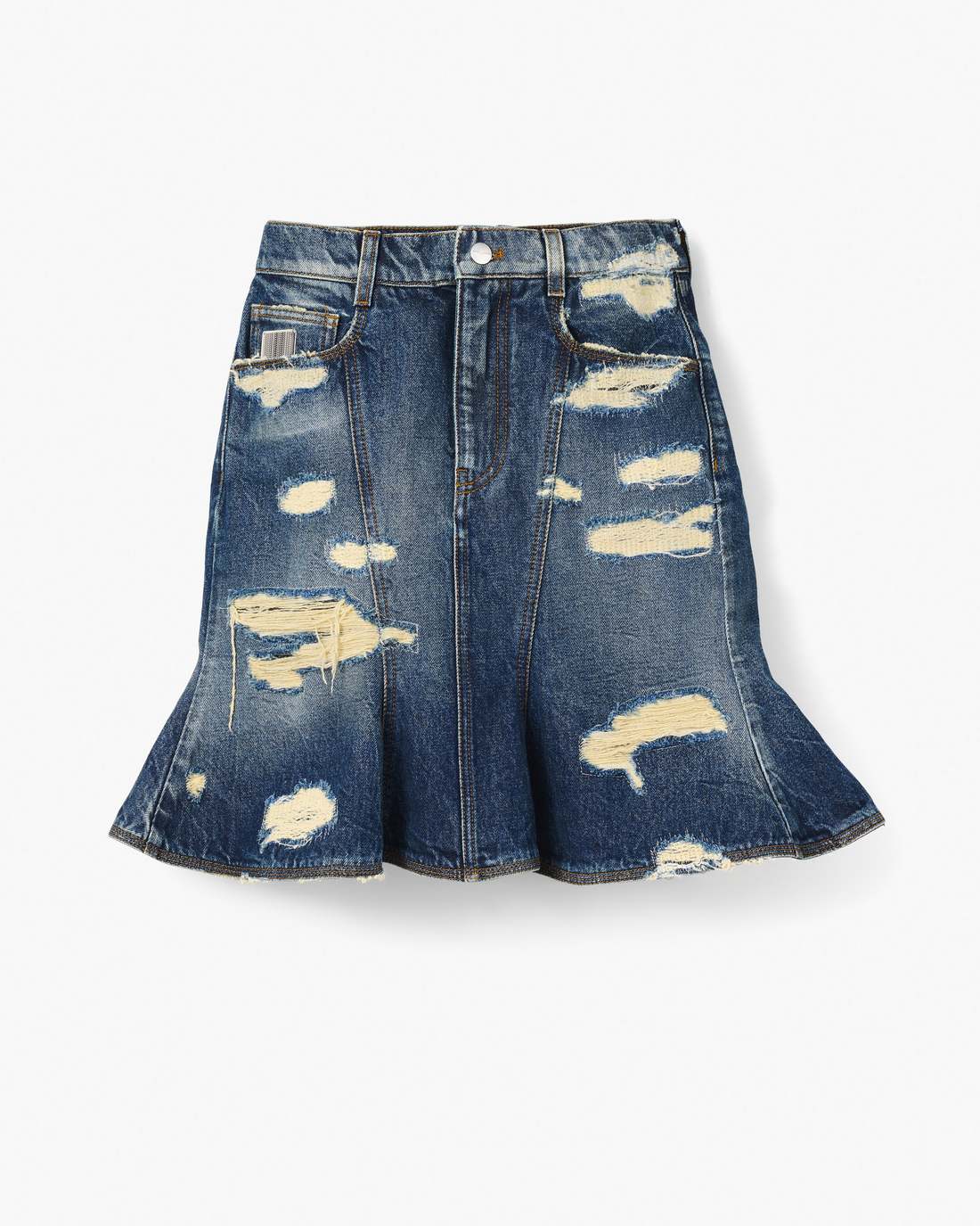 Marc Jacobs Special Offer - The Rip And Repair Fluted Mini Skirt Punk Indigo