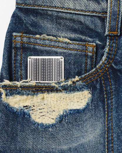 Marc Jacobs Special Offer - The Rip And Repair Fluted Mini Skirt Punk Indigo