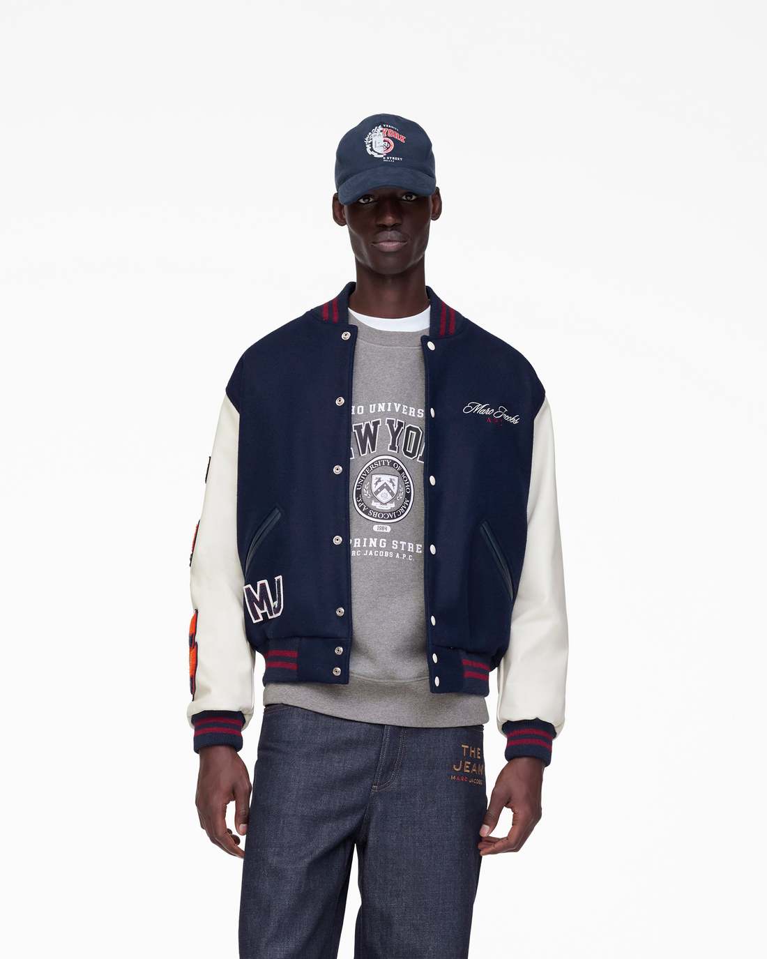 Marc Jacobs Discount - The A.P.C. X Marc Jacobs  Varsity Jacket Dark Navy/White