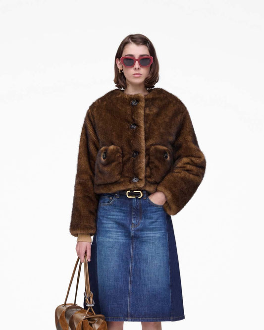 Marc Jacobs Essential - Teddy Cropped Jacket Ebony