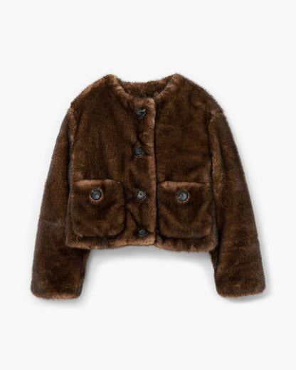 Marc Jacobs Essential - Teddy Cropped Jacket Ebony