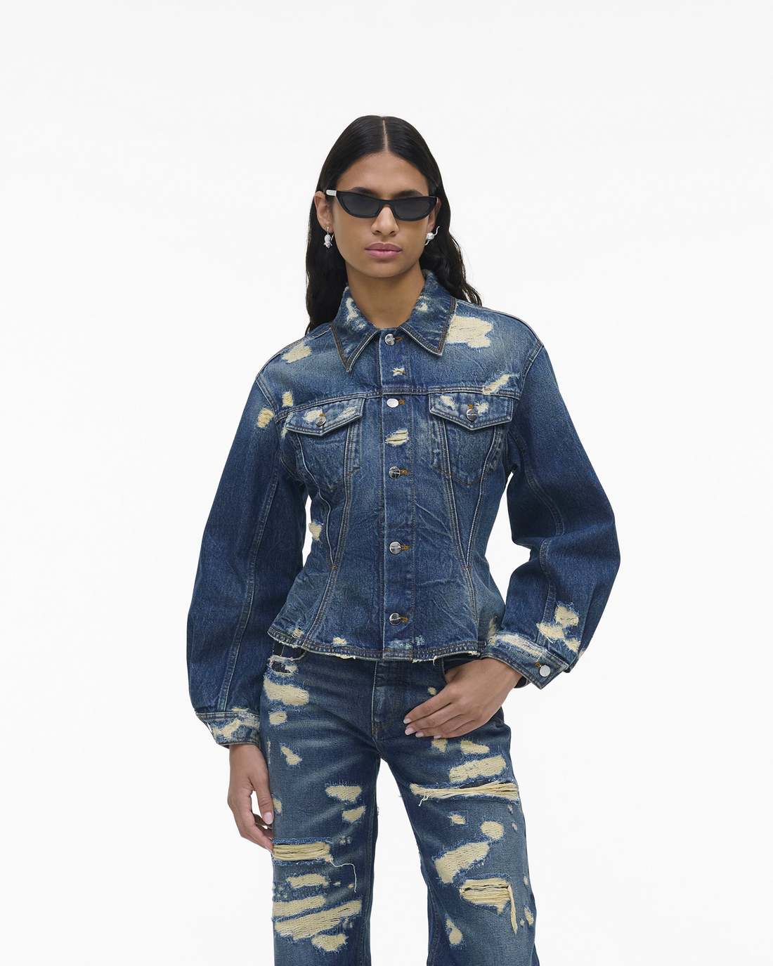 Marc Jacobs Great Value - The Rip And Repair Fluted Denim Jacket Punk Indigo
